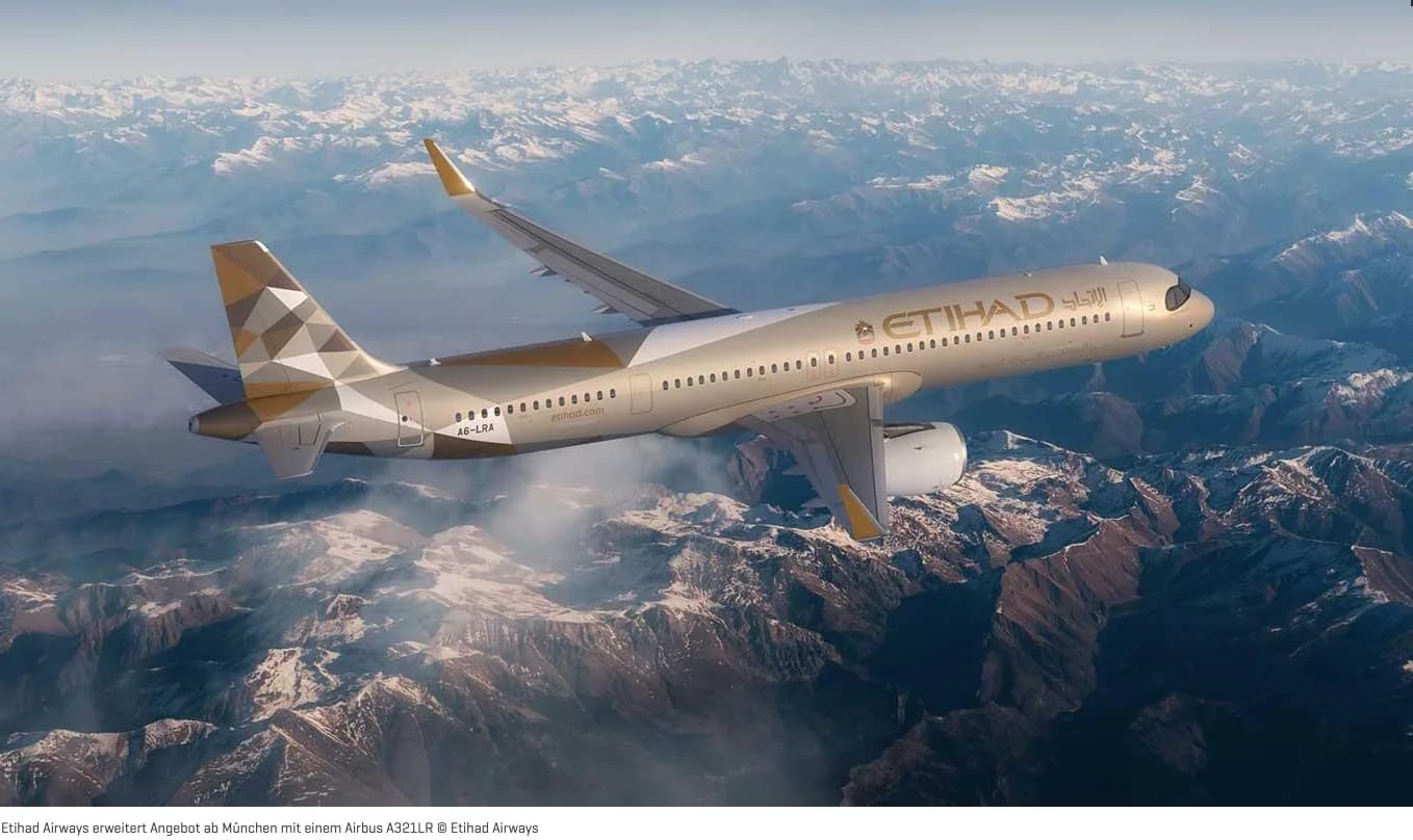 Ab dem 1. September 2026 erweitert Etihad Airways ihr Angebot ab dem Flughafen München (MUC)
