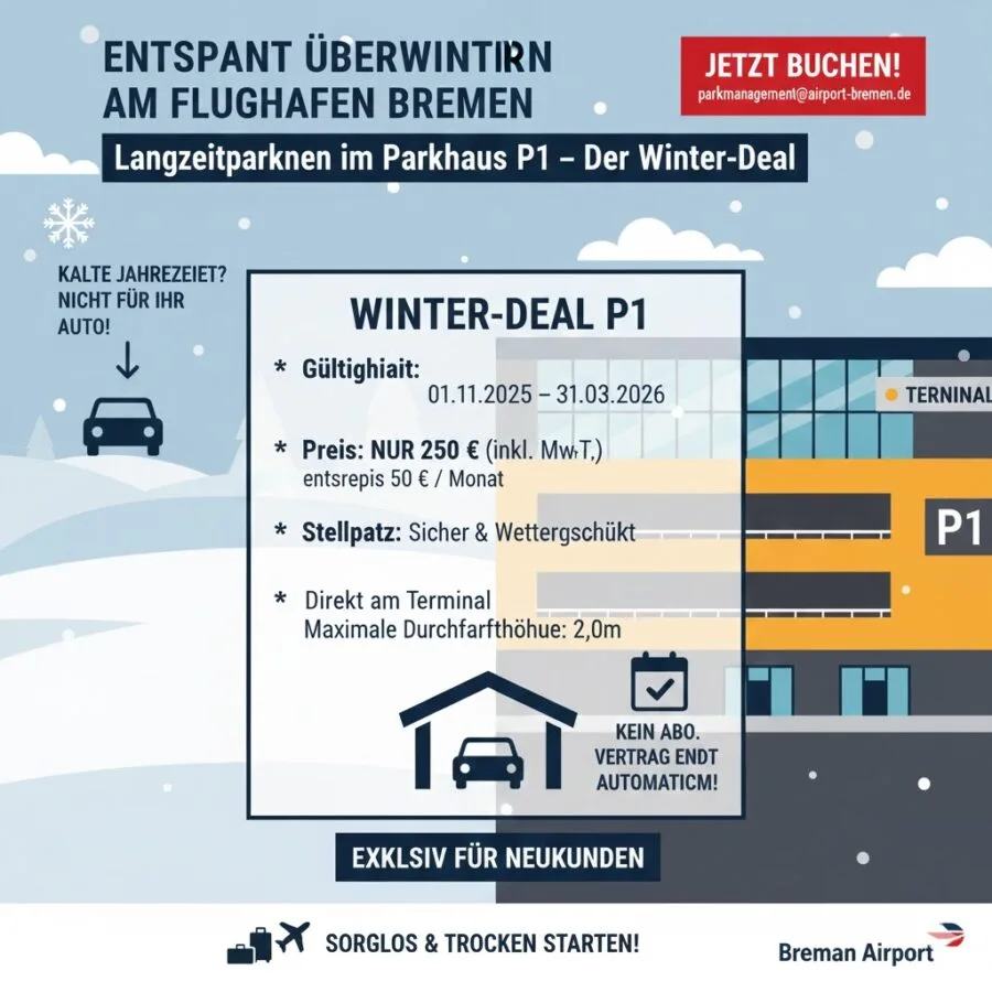 Airport Bremen Langzeitparken P1 Winter