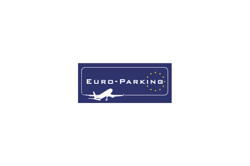 Wortmarke Euro-Parking mit Sternenkranz und Flugzeug-Silhouette auf dunkelblauem Grund.