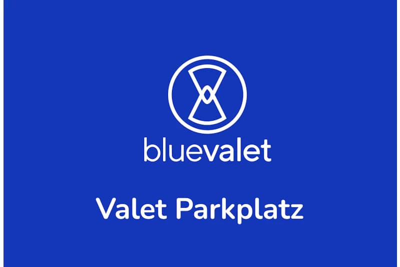 Wortmarke bluevalet mit Zusatz Valet Parkplatz.