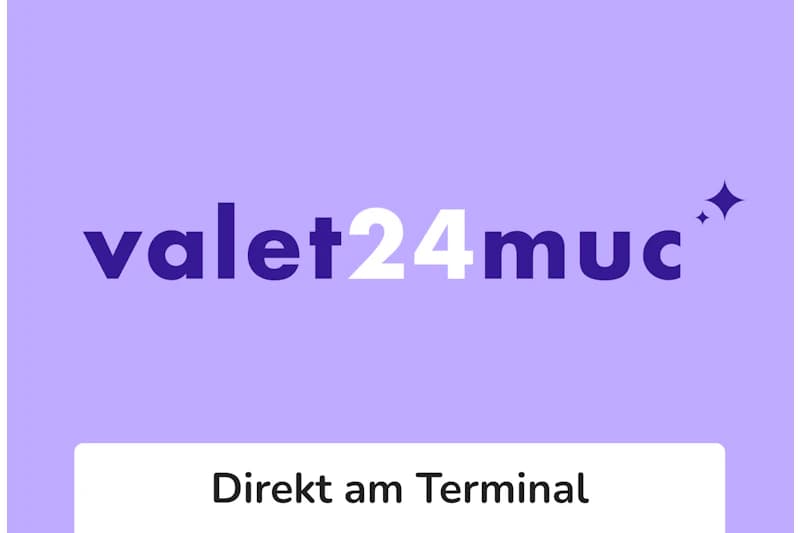 Wortmarke valet24muc, Valetparkservice am Flughafen München.